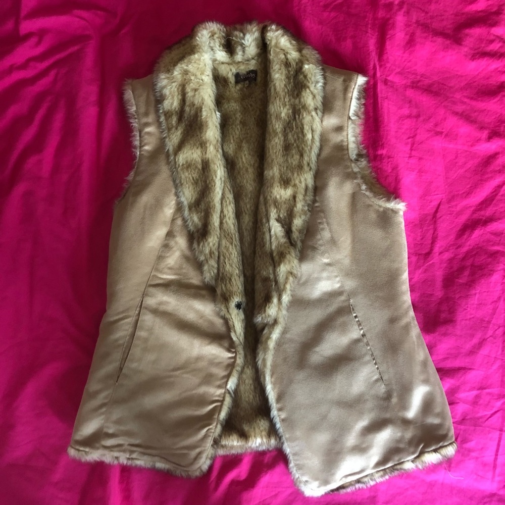 Faux Leather and Fur Vest